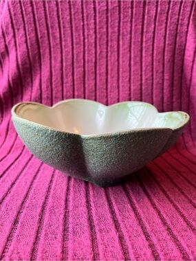 Scalloped “Haeger”Ceramic Serving Bowl in Seafoam Green 8”x4”
